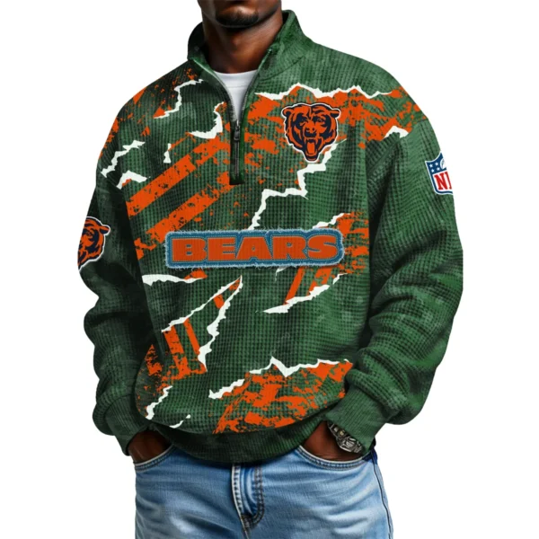 Chicago Bears Men's Waffle Knit Quarter-Zip Long Sleeve Shirt 2026 Limited