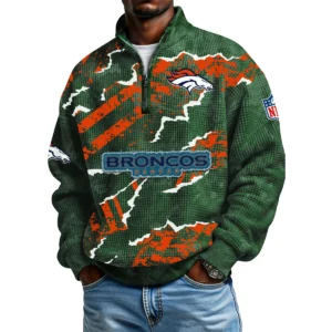Denver Broncos Men's Waffle Knit Quarter-Zip Long Sleeve Shirt 2026 Limited