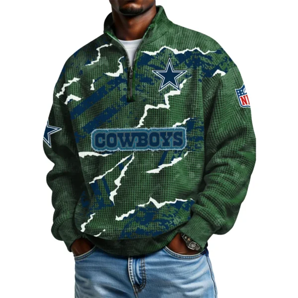 Dallas Cowboys Men's Waffle Knit Quarter-Zip Long Sleeve Shirt 2026 Limited