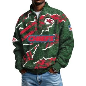 Kansas City Chiefs Men's Waffle Knit Quarter-Zip Long Sleeve Shirt 2026 Limited