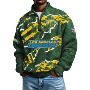 Los Angeles Chargers Men's Waffle Knit Quarter-Zip Long Sleeve Shirt 2026 Limited