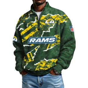 Los Angeles Rams Men's Waffle Knit Quarter-Zip Long Sleeve Shirt 2026 Limited