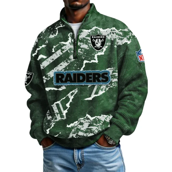 Las Vegas Raiders Men's Waffle Knit Quarter-Zip Long Sleeve Shirt 2026 Limited