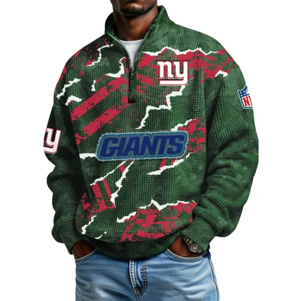 New York Giants Men's Waffle Knit Quarter-Zip Long Sleeve Shirt 2026 Limited