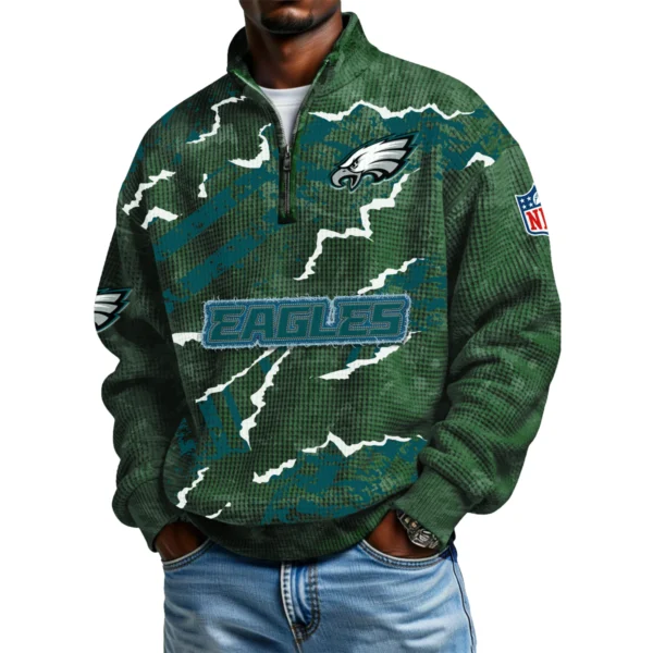 Philadelphia Eagles Men's Waffle Knit Quarter-Zip Long Sleeve Shirt 2026 Limited