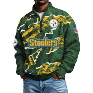 Pittsburgh Steelers Men's Waffle Knit Quarter-Zip Long Sleeve Shirt 2026 Limited