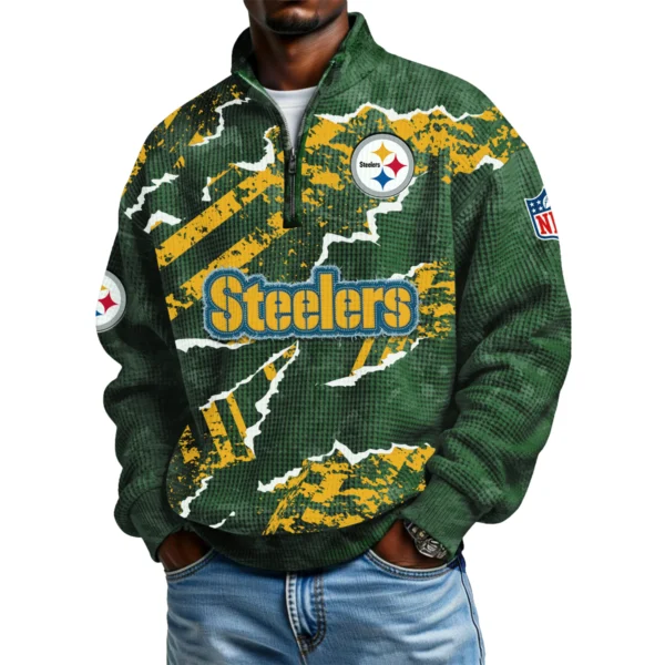 Pittsburgh Steelers Men's Waffle Knit Quarter-Zip Long Sleeve Shirt 2026 Limited