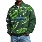 Seattle Seahawks Men's Waffle Knit Quarter-Zip Long Sleeve Shirt 2026 Limited