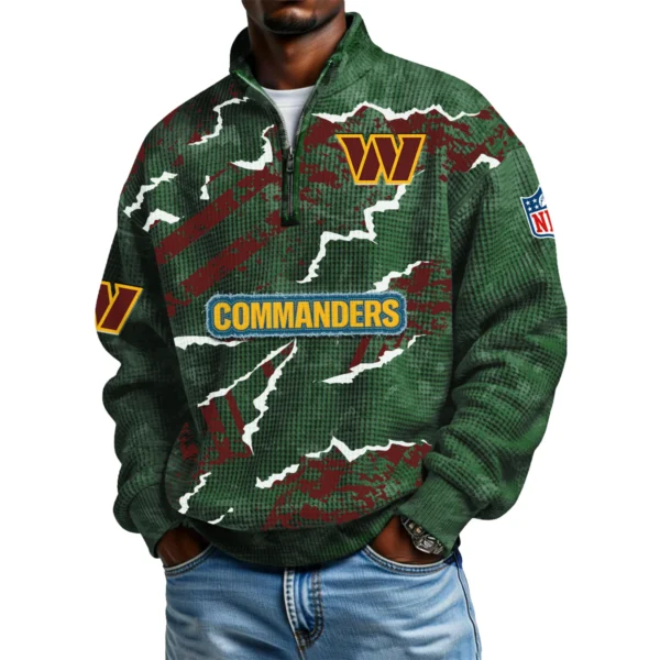 Washington Commanders Men's Waffle Knit Quarter-Zip Long Sleeve Shirt 2026 Limited