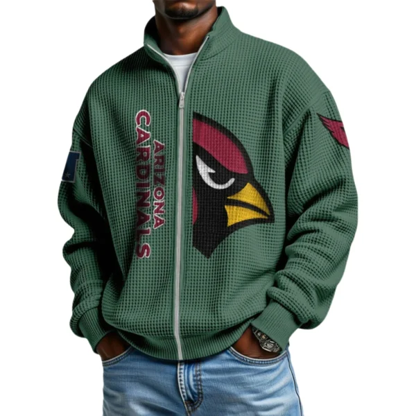 Arizona Cardinals Men’s Full Zip Waffle Knit Long Sleeve Sweatshirt Limited