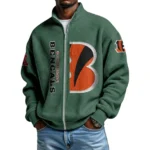 Cincinnati Bengals Men’s Full Zip Waffle Knit Long Sleeve Sweatshirt Limited