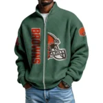 Cleveland Browns Men’s Full Zip Waffle Knit Long Sleeve Sweatshirt Limited