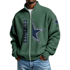 Dallas Cowboys Men’s Full Zip Waffle Knit Long Sleeve Sweatshirt Limited