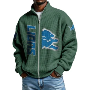 Detroit Lions Men’s Full Zip Waffle Knit Long Sleeve Sweatshirt Limited