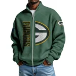 Green Bay Packers Men’s Full Zip Waffle Knit Long Sleeve Sweatshirt Limited