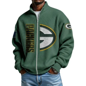Green Bay Packers Men’s Full Zip Waffle Knit Long Sleeve Sweatshirt Limited