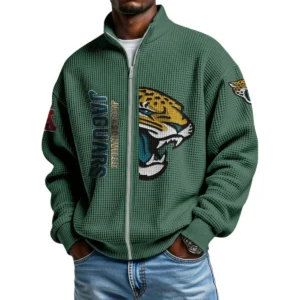 Jacksonville Jaguars Men’s Full Zip Waffle Knit Long Sleeve Sweatshirt Limited