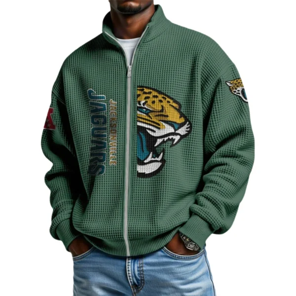 Jacksonville Jaguars Men’s Full Zip Waffle Knit Long Sleeve Sweatshirt Limited
