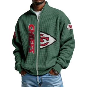 Kansas City Chiefs Men’s Full Zip Waffle Knit Long Sleeve Sweatshirt Limited