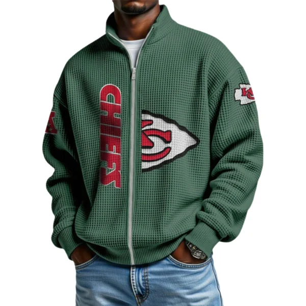 Kansas City Chiefs Men’s Full Zip Waffle Knit Long Sleeve Sweatshirt Limited