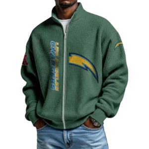 Los Angeles Chargers Men’s Full Zip Waffle Knit Long Sleeve Sweatshirt Limited