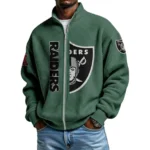 Las Vegas Raiders Men’s Full Zip Waffle Knit Long Sleeve Sweatshirt Limited