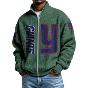 New York Giants Men’s Full Zip Waffle Knit Long Sleeve Sweatshirt Limited