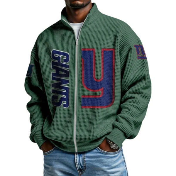 New York Giants Men’s Full Zip Waffle Knit Long Sleeve Sweatshirt Limited