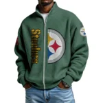 Pittsburgh Steelers Men’s Full Zip Waffle Knit Long Sleeve Sweatshirt Limited