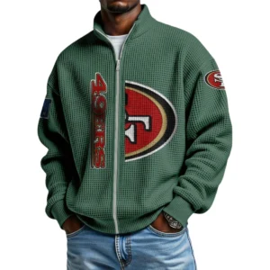 San Francisco 49ers Men’s Full Zip Waffle Knit Long Sleeve Sweatshirt Limited