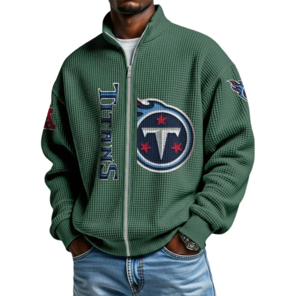 Tennessee Titans Men’s Full Zip Waffle Knit Long Sleeve Sweatshirt Limited