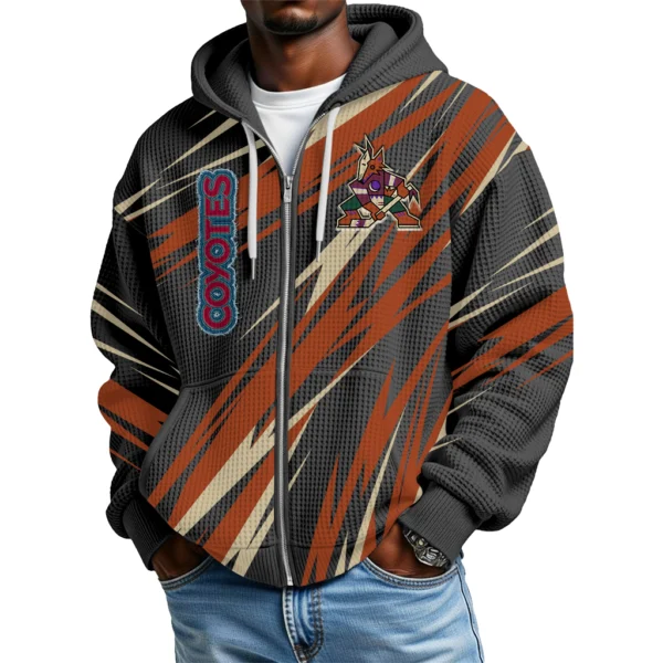 Arizona Coyotes Men’s Waffle Knit Full Zip-Up Hoodie Limited