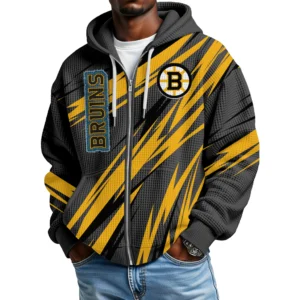 Boston Bruins Men’s Waffle Knit Full Zip-Up Hoodie Limited