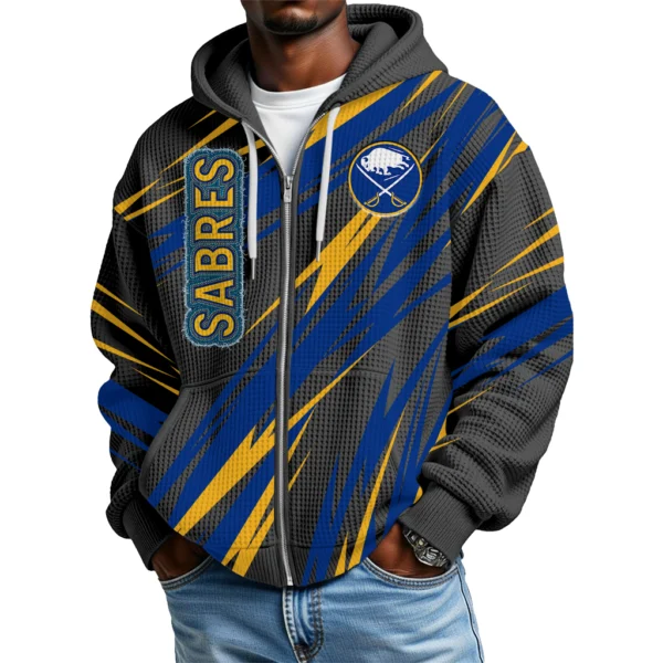 Buffalo Sabres Men’s Waffle Knit Full Zip-Up Hoodie Limited
