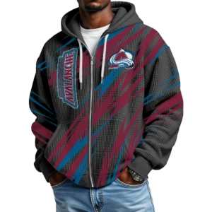 Colorado Avalanche Men’s Waffle Knit Full Zip-Up Hoodie Limited