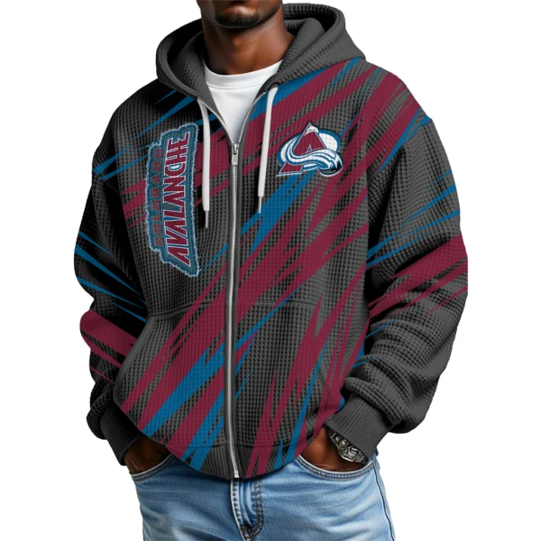 Colorado Avalanche Men’s Waffle Knit Full Zip-Up Hoodie Limited