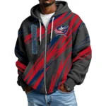 Columbus Blue Jackets Men’s Waffle Knit Full Zip-Up Hoodie Limited