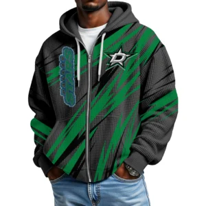 Dallas Stars Men’s Waffle Knit Full Zip-Up Hoodie Limited