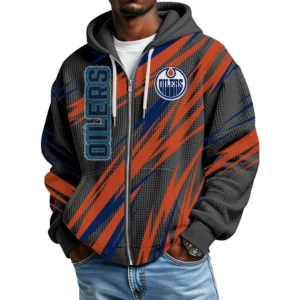 Edmonton Oilers Men’s Waffle Knit Full Zip-Up Hoodie Limited