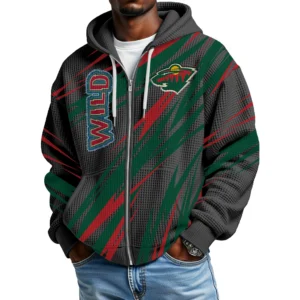 Minnesota Wild Men’s Waffle Knit Full Zip-Up Hoodie Limited