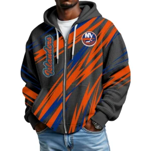 New York Islanders Men’s Waffle Knit Full Zip-Up Hoodie Limited