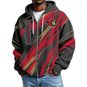 Ottawa Senators Men’s Waffle Knit Full Zip-Up Hoodie Limited