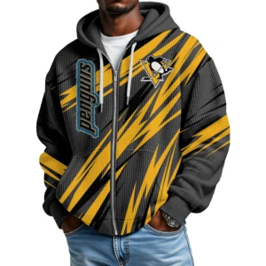 Pittsburgh Penguins Men’s Waffle Knit Full Zip-Up Hoodie Limited