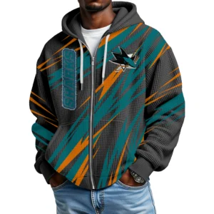 San Jose Sharks Men’s Waffle Knit Full Zip-Up Hoodie Limited