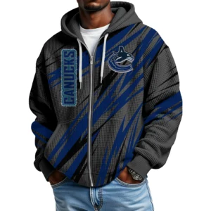 Vancouver Canucks Men’s Waffle Knit Full Zip-Up Hoodie Limited