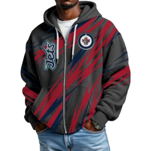 Winnipeg Jets Men’s Waffle Knit Full Zip-Up Hoodie Limited