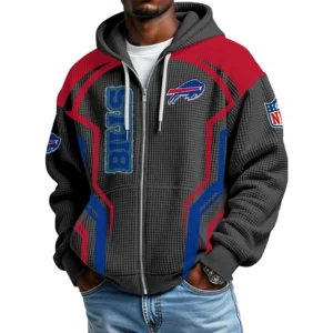 Buffalo Bills Men’s Waffle Knit Full Zip-Up Hoodie