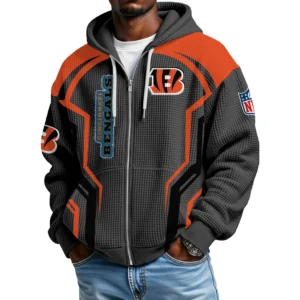 Cincinnati Bengals Men’s Waffle Knit Full Zip-Up Hoodie