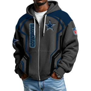 Dallas Cowboys Men’s Waffle Knit Full Zip-Up Hoodie