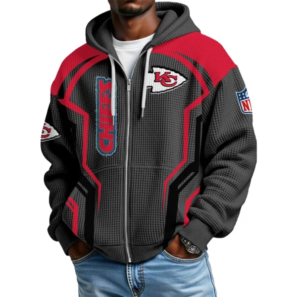 Kansas City Chiefs Men’s Waffle Knit Full Zip-Up Hoodie